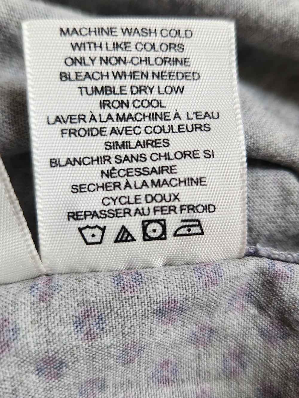 WRK Slim Fit Geometric Print Button Down Shirt Mens Size Large Grey Long Sleeve - Picture 11 of 14